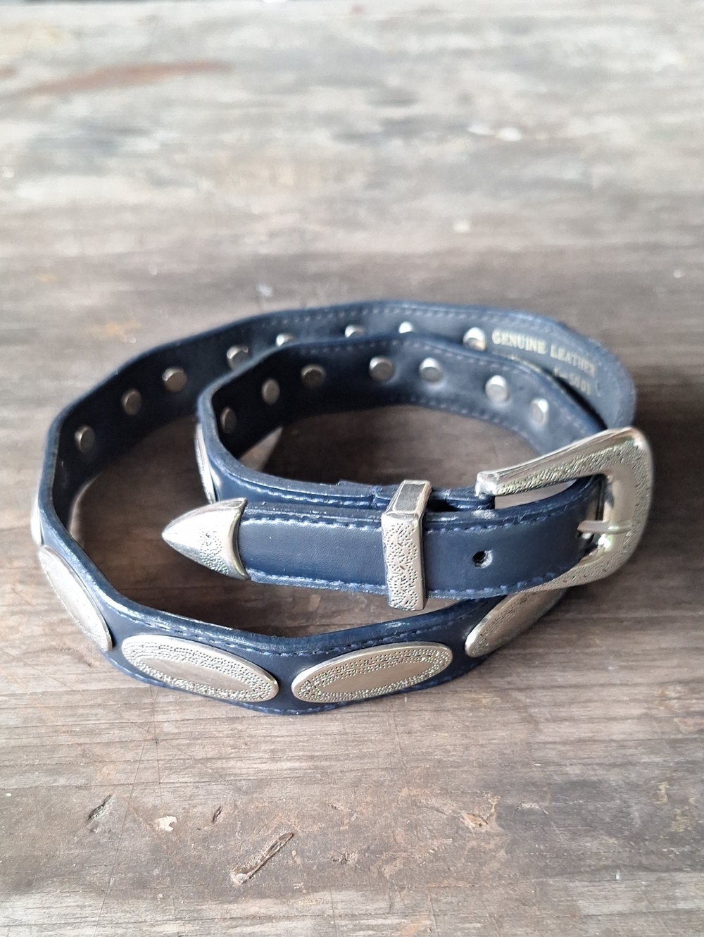 Genuine Leather women's black Western Concho Belt sz Med